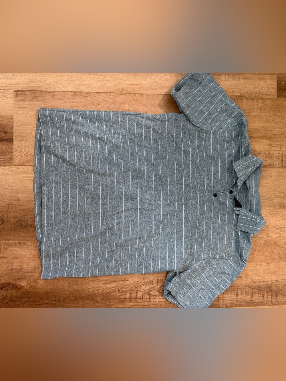 LULULEMON blue/gray Pinstripe Polo Shirt - Subtle Vertical Stripes
